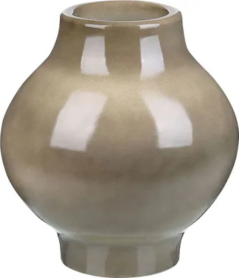 Produktbild von BELIANI Blumenvase Taupe Terrakotta 31 cm Handgemacht Breite Öffnung Bauchige Form Bodenvase Deko Accessoires Wohnzimmer Schlafzimmer Flur