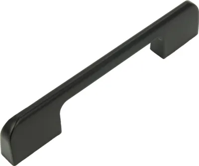 Image de Elégante poignée de meuble noire en aluminium avec une distance de 96 mm entre les trous pour les armoires et les tiroirs, design classique, surface mate, vis de montage incluses.