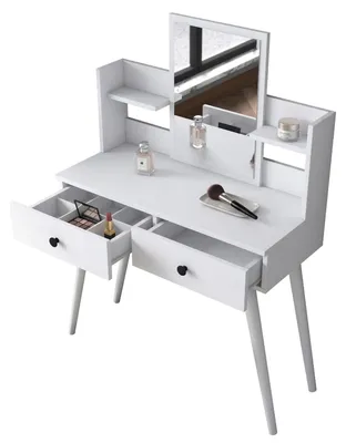 Produktbild von Longhena - Schminktisch, 103x40x112h cm Weiß, Spiegel Inklusive