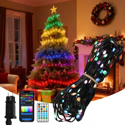 LED-Lichterkette RGBIC 13 m 100 LEDs Musik-Sync App