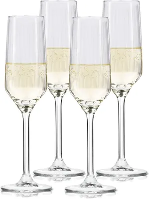 Image de alpina Flûtes à champagne 22cl Set de 4 flûtes - Convient aussi comme flûtes à cava et à prosecco - Set de verres à boire - Verre résistant au lave-vaisselle