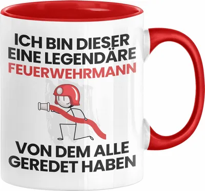 Produktbild von Feuerwehrmann Geschenk Tasse Lustige Geschenkidee Geburtstag für Feuerwehrmann Ich Bin Dieser Legendäre Feuerwehrmann Von Dem Alle Geredet Haben Kaffee-Becher (Rot)