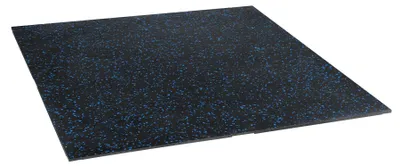 Produktbild von Gummibodenfliese für Fitnessstudios, 1 x 1 m, 15 mm, schwarz-blau