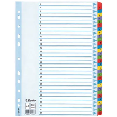 Produktbild von Esselte Ordnerregister Vollformat 1-31 farbig 31-teilig, 1 Satz