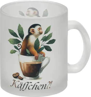Produktbild von Käffchen - Affe in einer Kaffeetasse Glas Tasse