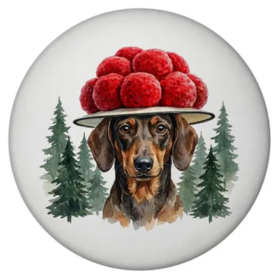 Produktbild von Dackel mit Bollenhut Magnet Schwarzwald Motiv