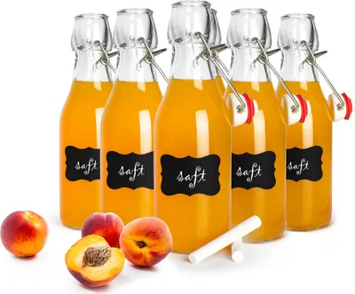 Obrázek produktu pro 6 skleněných lahví s výkyvným víčkem 200ml křídová láhev na pití drátěná láhev s výkyvným víčkem láhev na olej