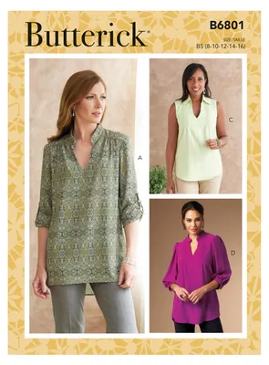 Produktbild von Butterick B6801RR Damen Top Größe 46-52 Schnittmuster