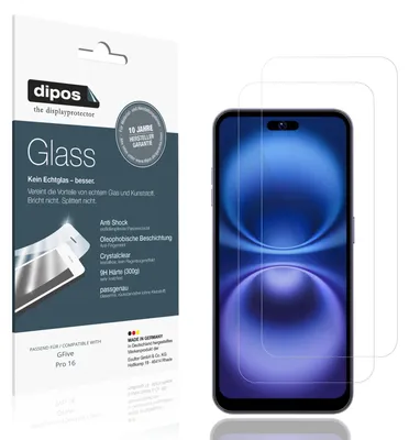 Produktbild von 2x Schutzfolie für GFive Pro 16 - Anti-Shock 9H Folie dipos Glass Kunststoffglas