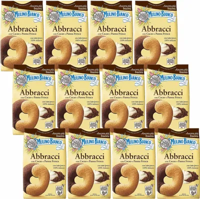 Produktbild von MULINO BIANCO Abbracci knusprige italienische Kekse mit Butter- und Kakaogeschmack 350g x 12 pakete (Abbracci, x12)
