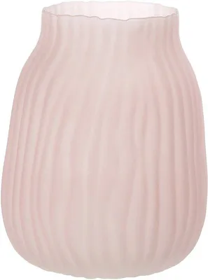 Obrázok produktu pre Uniqoos® Sklenená váza – Ružová, reliéfne sklo, výška 21 cm, priemer 14 cm, okrúhly otvor, dekoratívna váza na kvety a do interiéru