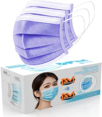 Produktbild von SAMTOBELY 50 Stück Mundschutz 3-lagig , MNS Atemschutz Einweg Maske Hygieneschutz 18x9 cm lila Menge: 50 Stück / BOX