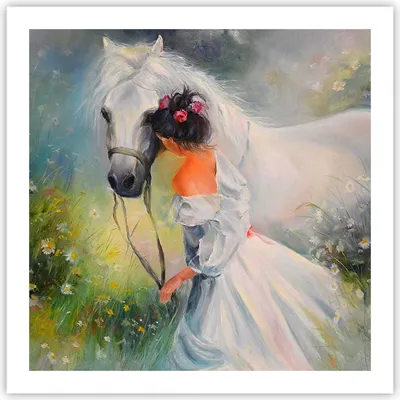 Produktbild von Poster - Poster ohne Rahmen - Frau Wiese Pferd - 60x60 cm - Wand Bild - Wanddeko - Wandbilder - Kunstposter - Wandposter - Bilder - Kunstdruck - Wanddekoration - Wandbild - P2XAC60x60-3470