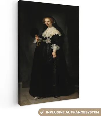 Produktbild von MuchoWow® - Leinwandbilder - Das Eheporträt von Oopjen Coppit - Rembrandt van Rijn, Wandbild, Wanddeko Bilder Wohnzimmer, 40x60 cm