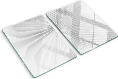 Produktbild von Tulup Glas Herdabdeckplatte - 2x40x52 cm - Glaskeramikkochfeld-Abdeckung Spritzschutz Glasabdeckplatte Kochplattenabdeckung und Schneidebrett - Zweiteilig - Kunst: modern & klassisch - Abstraktionslinien - Weiß