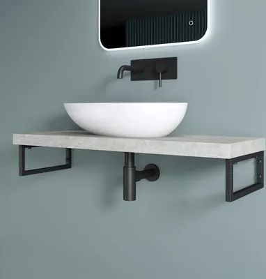 Image de doporro 2 Pièces Équerre de Fixation Plan de Toilette Étagère Tablette Murale Porte-serviette Acier Inox Noir 40x2,5x15cm WH01