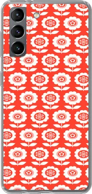 Produktbild von MuchoWow® Handyhülle Schutzhülle Hülle für Telefoonhoesje Samsung Galaxy S21 Blumen - Muster - Rot Silikon Softcase Handy Hülle - Softcase