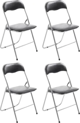 Immagine prodotto di set di 4 sedie pieghevoli - Sedia pieghevole - Cura - Design amichevole | Colore: Nero/Argento