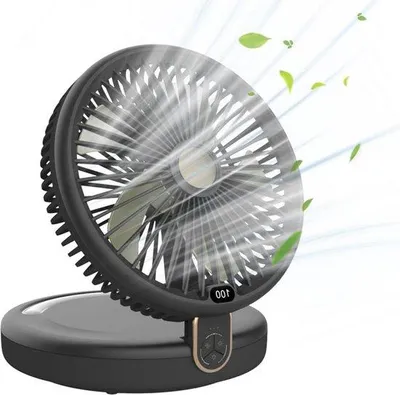 Image de Ventilateur à suspension LED avec oscillation automatique de 120 degrés - 6 vitesses - mode turbo silencieux - pour le salon, le bureau, la cuisine - noir