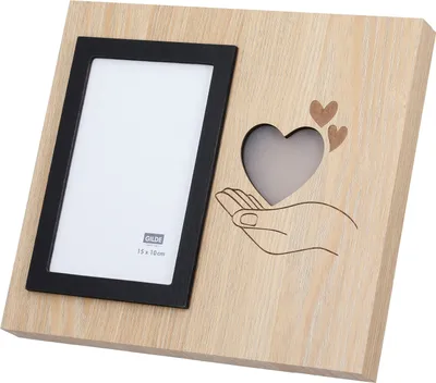 Produktbild von Gilde Fotorahmen (LED), rechteckig, "Herzchen", Herzmotiv, MDF, braun, VE 4, 2fach sortiert, L. 3 cm, B. 25 cm, H. 22 cm