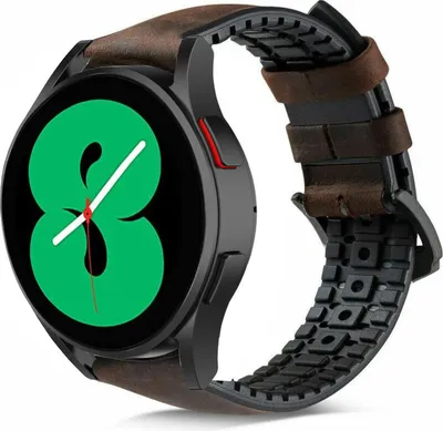 Produktbild von Strap-it Samsung Galaxy Watch 4 44mm Silikon-Lederarmband (Braun)