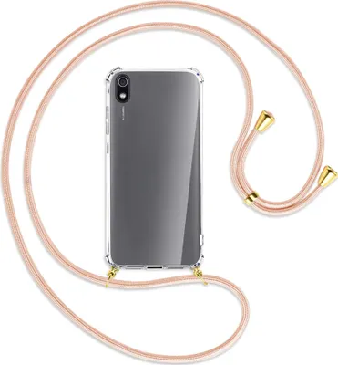 Produktbild von Handykette Backcover-Schutzhülle mit Band (Metall goldfarben) für Xiaomi Redmi 7A - rose peach