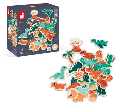 Zdjęcie produktu dla Janod Dino - Zabawka magnetyczna zestaw magnetyczny dinozaur drewno