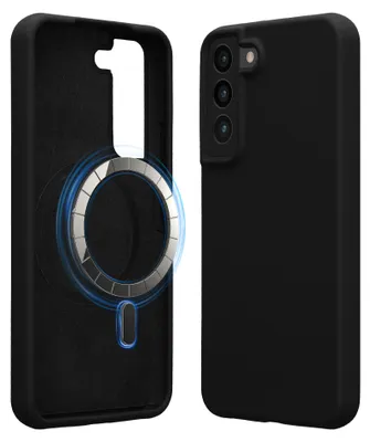 Produktbild von kwmobile Hülle kompatibel mit Samsung Galaxy S22 Plus Hülle - magnetisches Silikon Case kompatibel mit MagSafe - Cover gummiert Schwarz