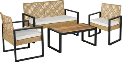 Produktbild von Gartenmöbelset ‘Calciano’ 4-tlg. Set aus einem Tisch, Bank, 2 Stühlen