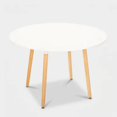 Produktbild von Runder Holztisch Design Holz 100cm Küchenbar Restaurant Moss - Weiß