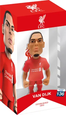 A product box featuring a figurine of a soccer player, Virgil van Dijk, from Liverpool FC.