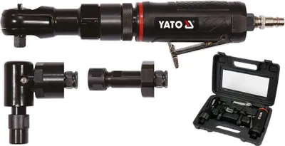 Produktbild von Yato Pneumatisches 3-in-1 Werkzeugschleiferset Druckluft Ratsche, Gerade Schleifmaschine, Winkelschleifer, 1/2' & 1/4', 9-teilig