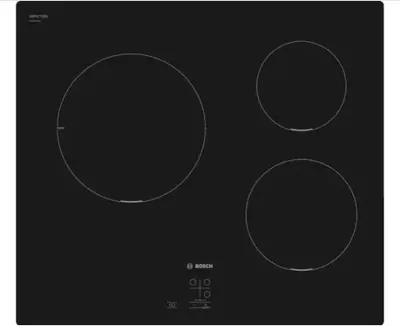 Image de Table de cuisson, Bosch PUC611AA5E, SER2, plaque à induction, 60 cm, 3 zones, montage en surface sans cadre, noir