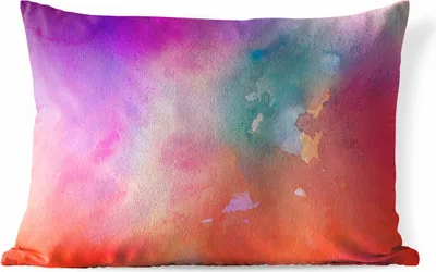 Produktbild von MuchoWow® Outdoor Kissen - Aquarell - Abstrakt - Grün - Rot - 50x30 cm - Wetterfest - Lounge Kissen - Sofa kissen - Wohnzimmer Dekoration