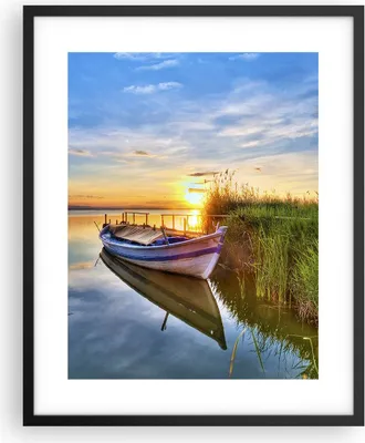 Produktbild von Gerahmtes Poster - Schwarzer Rahmen - See Boot Wasser - 40x50 cm - Wand Bild - Wanddeko - Wandbilder - Kunstposter - Wandposter - Bilderrahmen - Bilder - Kunstdruck - Wandbild - P2BPA40x50-3950
