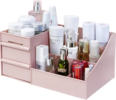 Produktbild von Kosmetik-Aufbewahrungsbox Desktop-Schublade mit großem Fassungsvermögen (rosa, 35,5 * 22 * 16 cm)