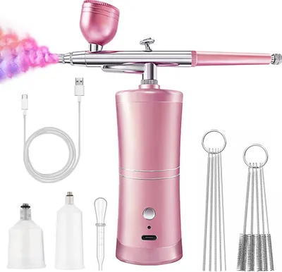 Produktbild von Airbrush, Spritzpistole Set 30PSI mit Kompressor, Tragbares Airbrush-Kit und Wiederaufladbares Hand-Airbrush-Set, für Kuchendekoration, Nagelkunst