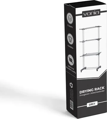 Produktbild von vonia Vonia Trockenturm - Wäscheständer - Wäscheständer - Wäscheturm - 3 Lagen - faltbar - 72x50x172 cm - Grau