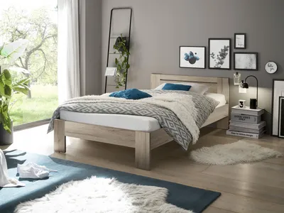 Produktbild von Bett "Cannes" in Eiche San Remo hell. Abmessungen (BxHxT) 125x71x204 cm