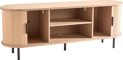 Immagine prodotto di SucceBuy Mobile porta TV in stile boho (1473 x 401 x 551 mm), tavolo TV con capacità di carico fino a 158,76 kg con ripiani flessibili e porta scorrevole, scaffale TV per soggiorno e camera da letto