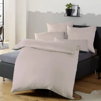 Produktbild von Bettwäsche-Set 155x220 Beige Mikrofaser Bettbezug Kissenbezug