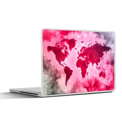 Produktbild von MuchoWow® Laptop Aufkleber Sticker Cover Weltkarte - Rot - Schwarz 40x30 cm - Laptop Dekoration - Selbstklebend