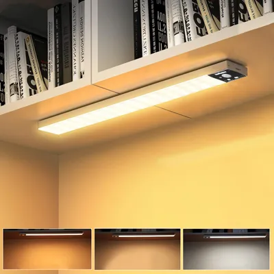 Produktbild von 30cm LED Unterbauleuchte 3 Lichtfarbe Aufladbar Lichtleiste mit Bewegungssensor und Lichtsensor Schranklicht Küchenleuchte