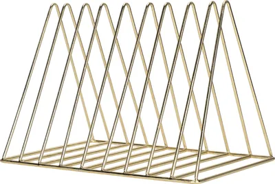 Obrázek produktu pro Iron Magazine Halter Triangular Book Letter Storage Storage Metal Desktop -Datei Sortierorganisator Gold Gold