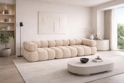 Produktbild von Kaiser Möbel Couch, 3-Sitzer Sofa modular, Veloursstoff Salvador, Beige, Selia
