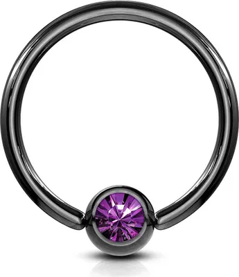 Produktbild von viva-adorno 1,2x10x4mm Universal Piercing Ring BCR Kristall Lippenring Klemmring Septumpiercing Brustpiercing Chirurgenstahl Z294,lila