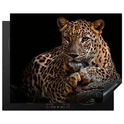 Obrázok produktu pre KitchenYeah® Kryt varnej dosky divoké zvieratá - panter - portrét - čierny - zvieratá, 65x52cm, kuchynská dekorácia, keramický kryt varnej dosky, krycia doska na varnú dosku