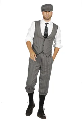 Produktbild von 20er Jahre Peaky Blinders Anzug Knickerbocker Herren Kostüm Schwarz-Weiß, Größe:46
