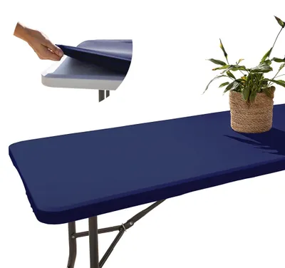 Elastische Tischdecke Rechteckig 182x76 cm Blau Fleckenabweisend