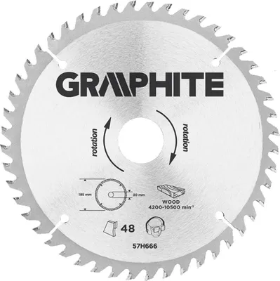 Obrázok produktu pre GRAPHITE Pilový kotúč, široký, 185 x 30 mm, 48 zubov